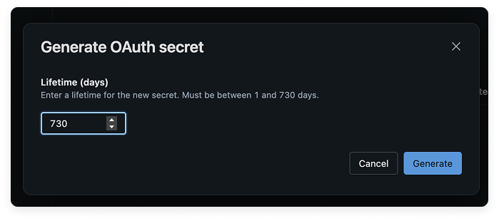 Generate OAuth secret