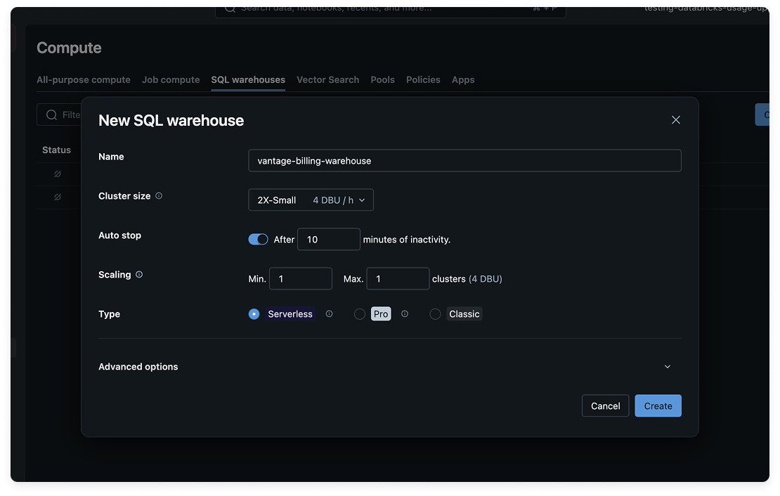 Create a SQL warehouse
