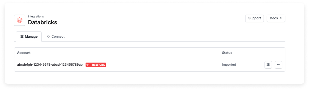 Databricks v1 integration in read-only mode