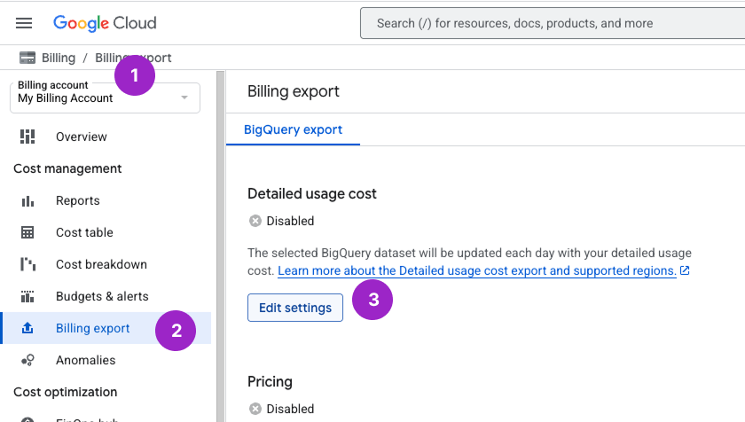 Create GCP Billing Export