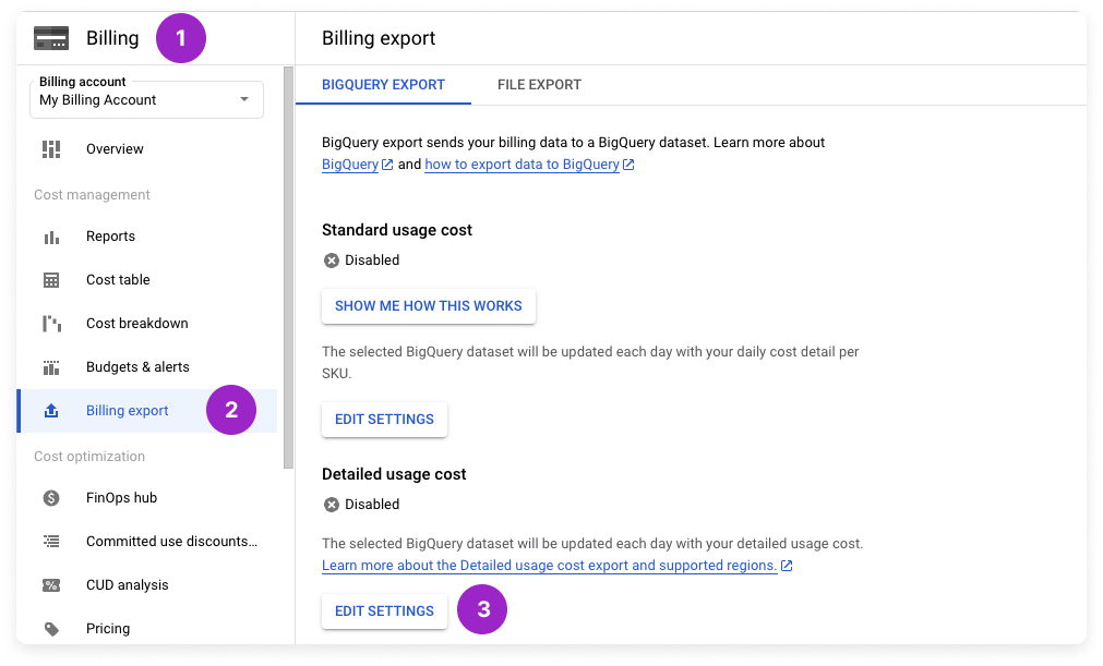 Create GCP Billing Export