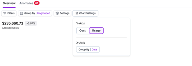 Toggle to show Usage-Based Reporting
